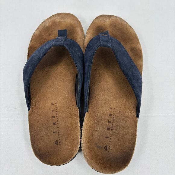 Reef Sandals Mens Size 10 Navy Blue Leather Ojai Flip Flop Comfort Toe Post main image 9
